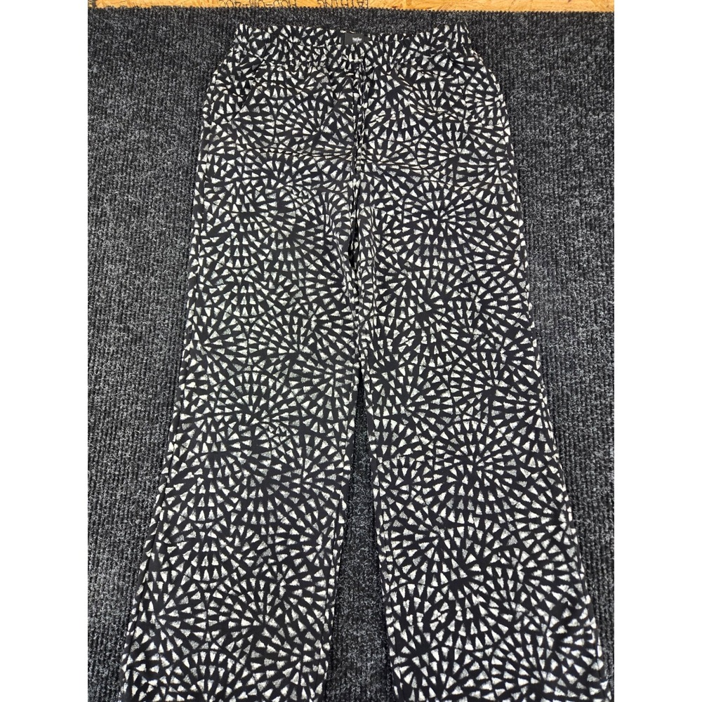 Mossimo Womens Black White Geometric Radial Print Wide Leg Elastic Waist Pants M